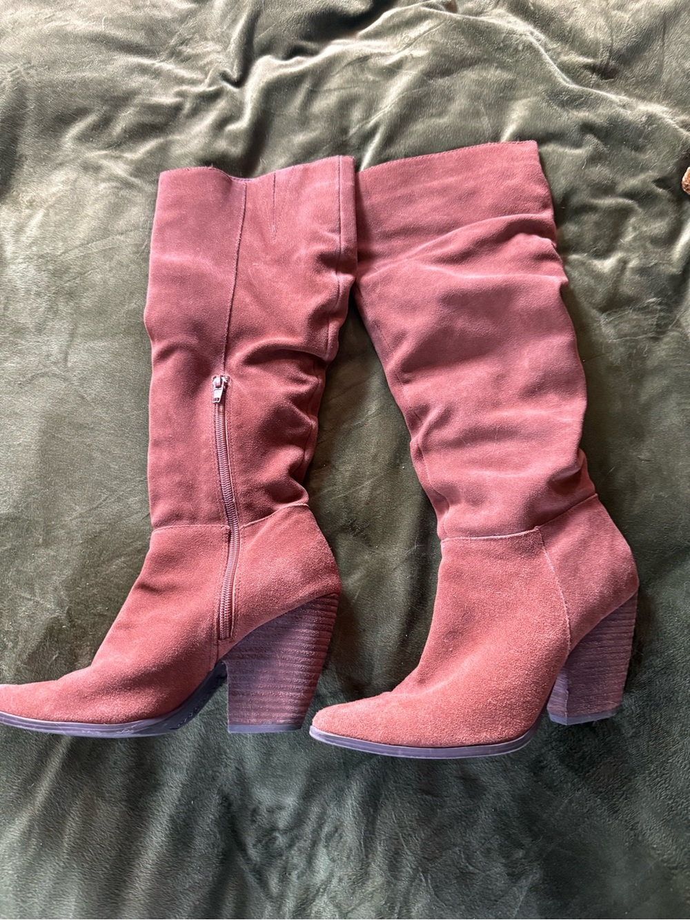 Charles By Charles David Brown Suede Knee-High Block Heel Boots